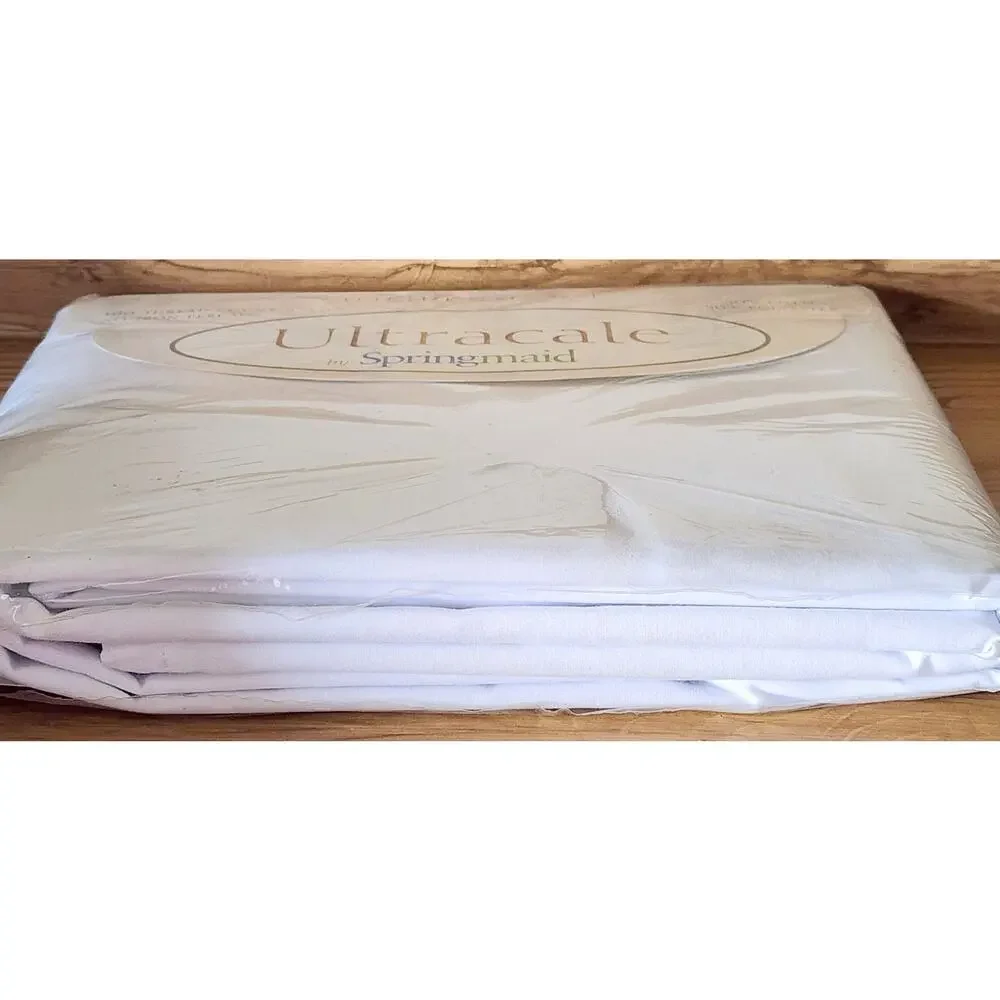 Springmaid Ultracale Full Flat Sheet White 180 Thread Count No-Iron Percale